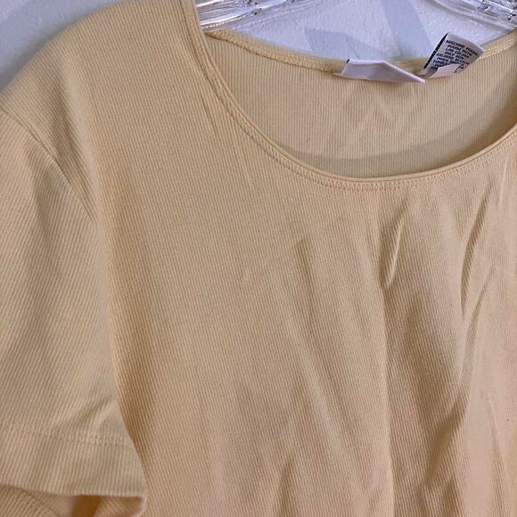 Vintage 90s Croft & Barrow Stretch Round‎ Neck Yellow T-shirt - Picture 2 of 4